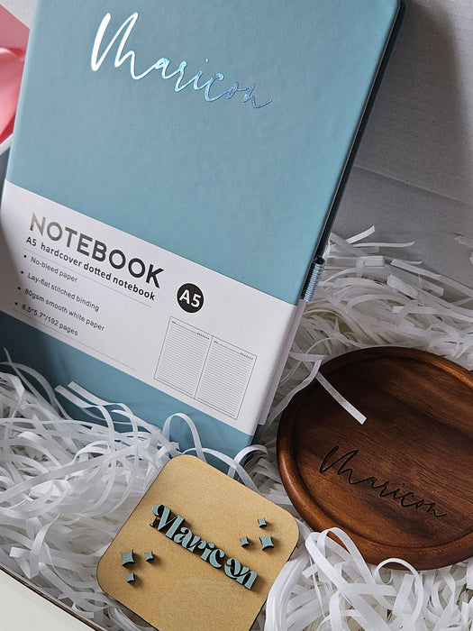 Personalised A5 Notebook and Coaster Gift Set